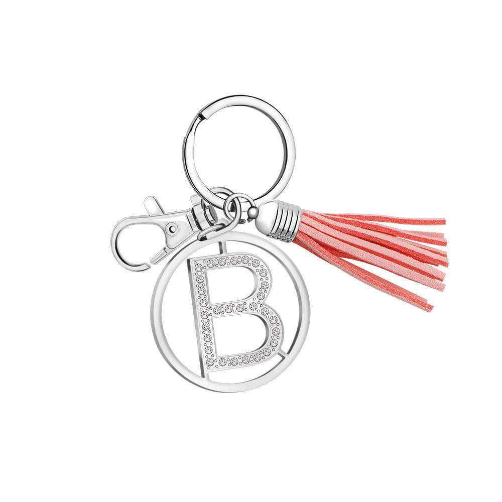 26 Letters Tassel Keychain With Crystals B Keychain MelodyNecklace