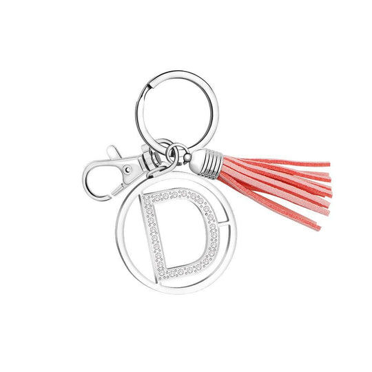 26 Letters Tassel Keychain With Crystals D Keychain MelodyNecklace
