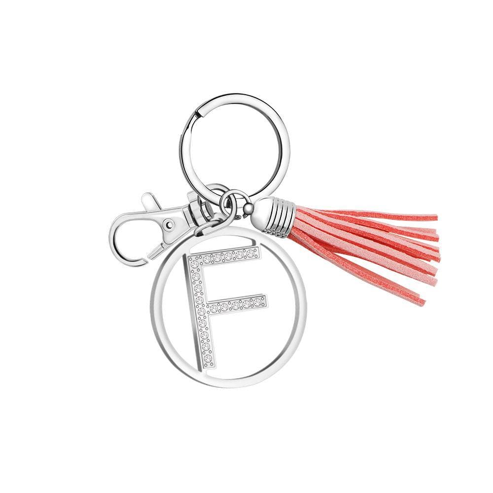 26 Letters Tassel Keychain With Crystals F Keychain MelodyNecklace