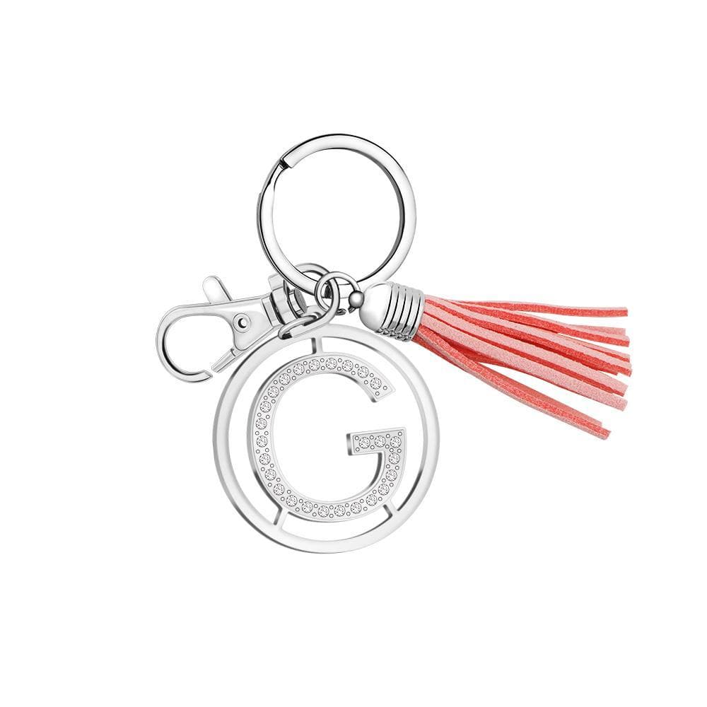 26 Letters Tassel Keychain With Crystals G Keychain MelodyNecklace