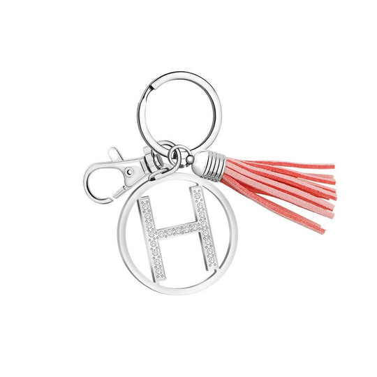 26 Letters Tassel Keychain With Crystals H Keychain MelodyNecklace