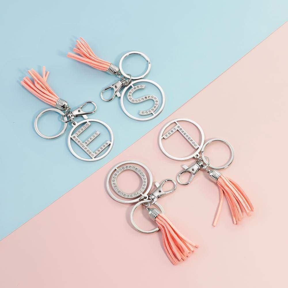 26 Letters Tassel Keychain With Crystals Keychain MelodyNecklace