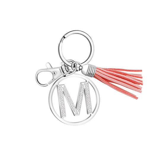 26 Letters Tassel Keychain With Crystals M Keychain MelodyNecklace