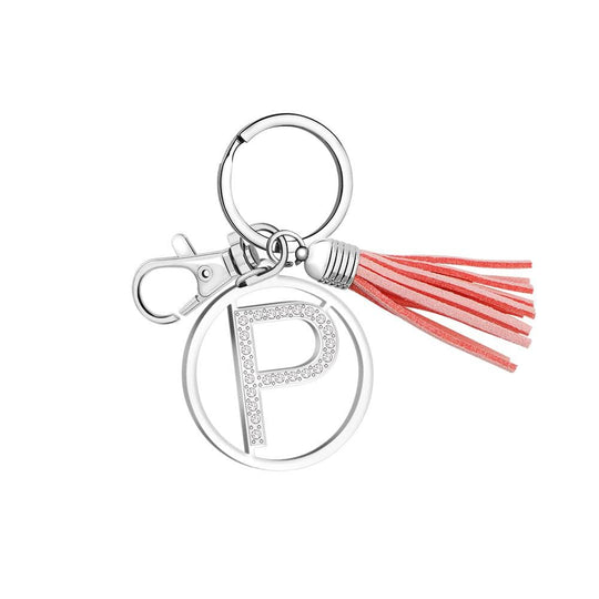 26 Letters Tassel Keychain With Crystals P Keychain MelodyNecklace