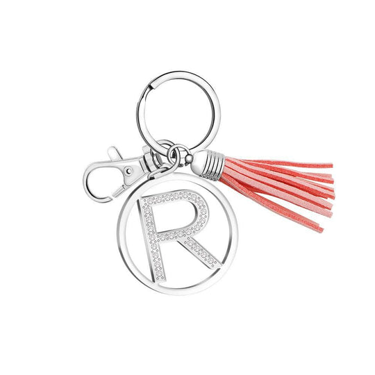 26 Letters Tassel Keychain With Crystals R Keychain MelodyNecklace