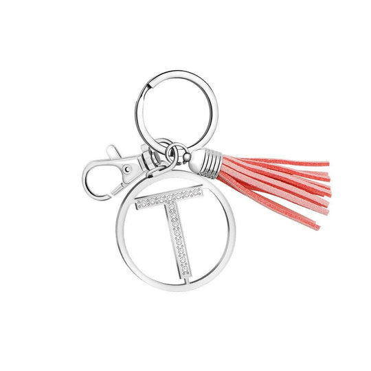 26 Letters Tassel Keychain With Crystals T Keychain MelodyNecklace