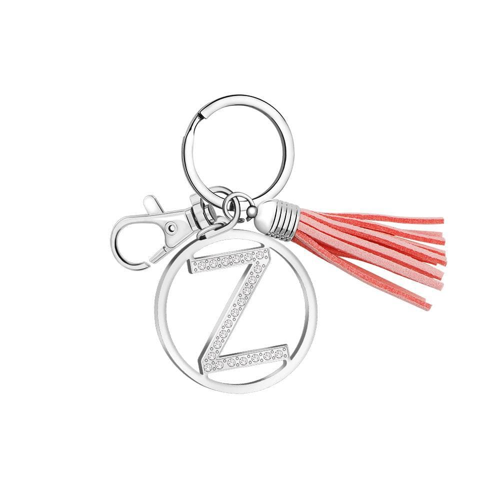 26 Letters Tassel Keychain With Crystals Z Keychain MelodyNecklace