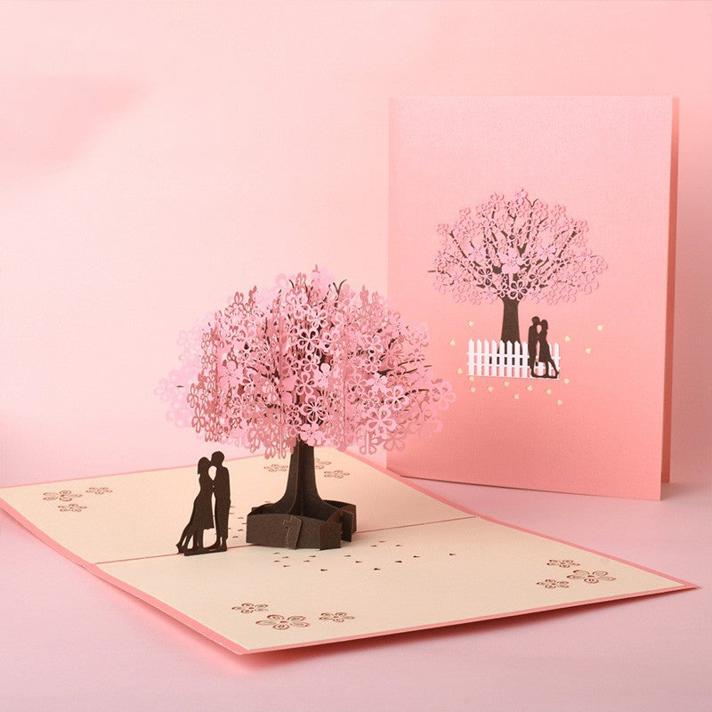 Valentine's Day 3D Pop-up Plum Blossom Greeting Cards Romantic Wedding Invitation Card for Her Him