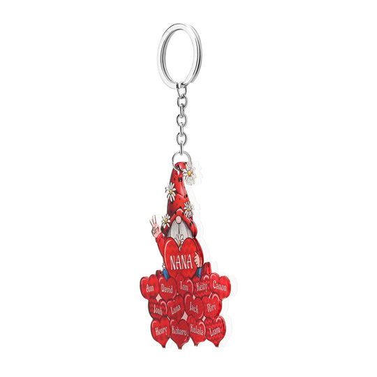 Gnomes With Personalized Hearts Flat Acrylic Keychain