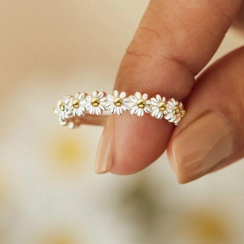 Daisy Ring Adjustable Gold Daisy Flower Engagement Ring