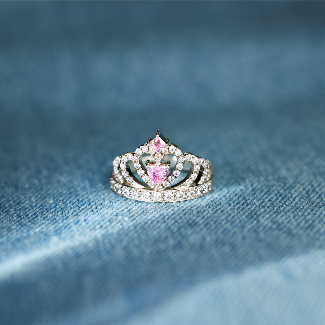 Crown Ring-Princess Queen Pink Diamond Ring
