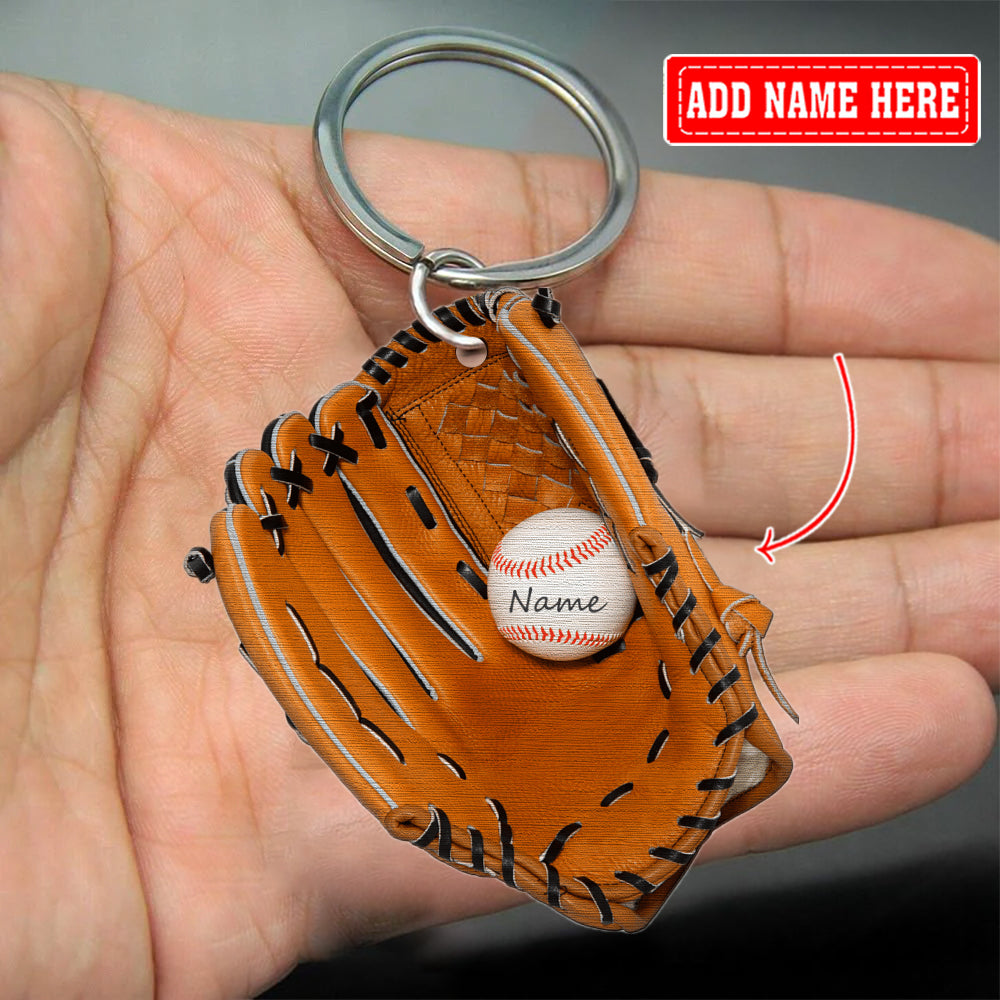 Personalized Baseball Gloves Acrylic Keychain For Baseball Lovers
