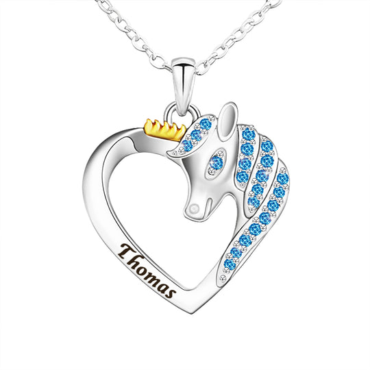 Personalized Pink & Blue Unicorn Necklace