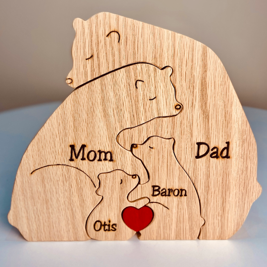 Mother's Day Gift Handcrafted Wooden Bears Family Puzzle