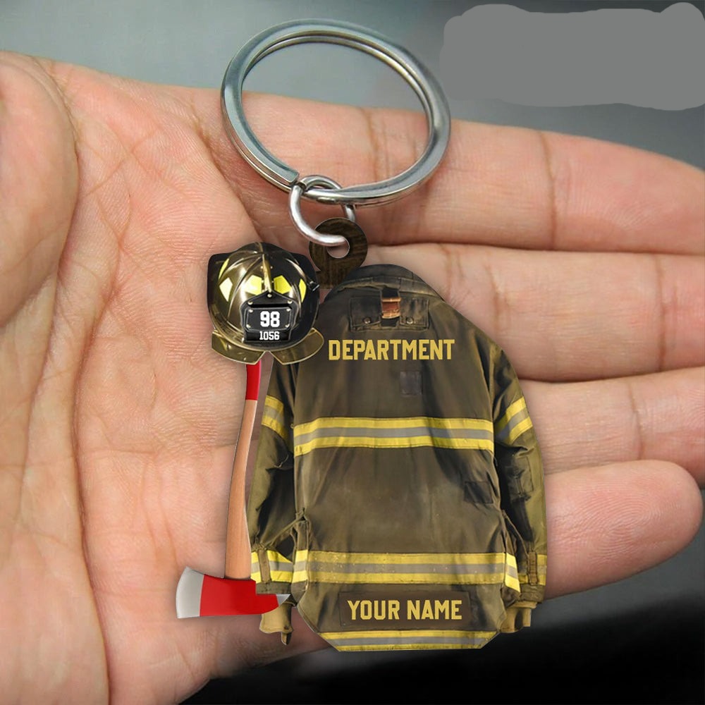 Personalized Firefighter Armor Shaped Flat Acrylic Keychain