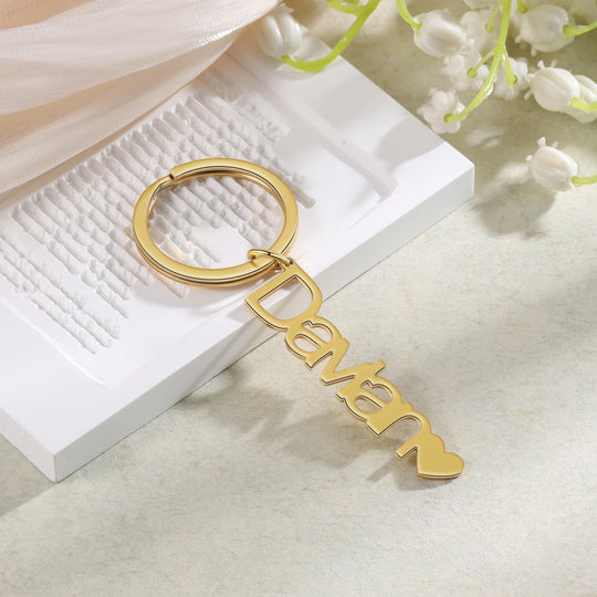 Heart Name Keychain Custom With Names Personalized Keychain Gift