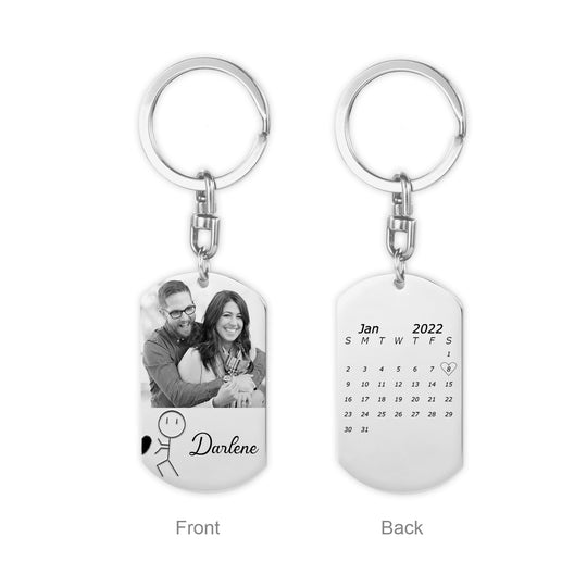 Anniversary date ideas Couple Keychain Customized Photo Funny Heart Matching Keyring