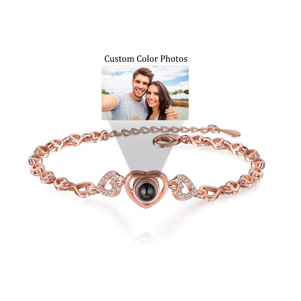 Heart Chain Projection Bracelet Personalized Photo Bracelet Creative Gift for Her