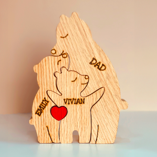 Mother's Day Gift Handcrafted Wooden Bears Family Puzzle