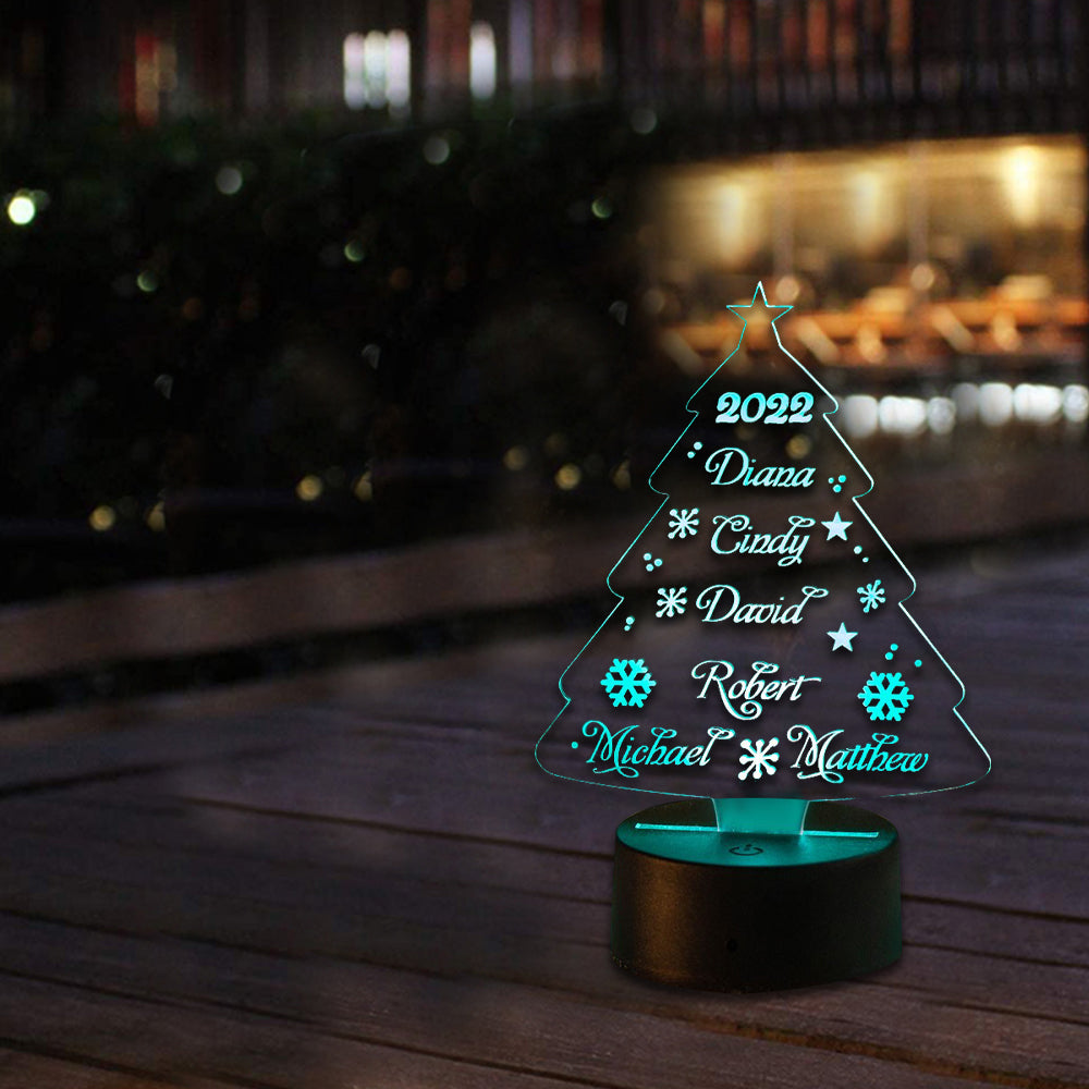 2022 Christmas Tree Night Light Personalized Names Colorful LED Lamp for Family