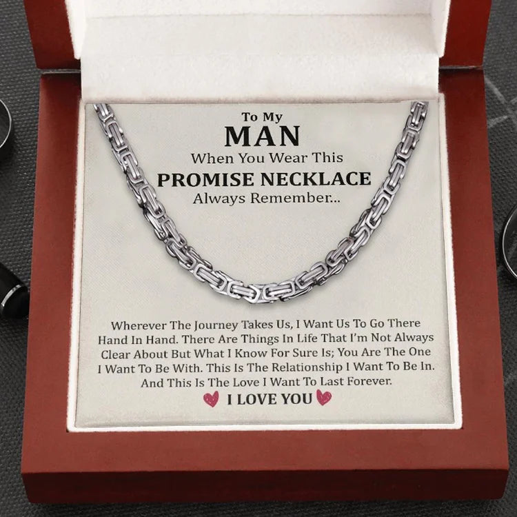 To My Man I LOVE YOU Cuban Link Necklace Stainless Steel Necklace Valentine's Gift for Husband Boyfriend