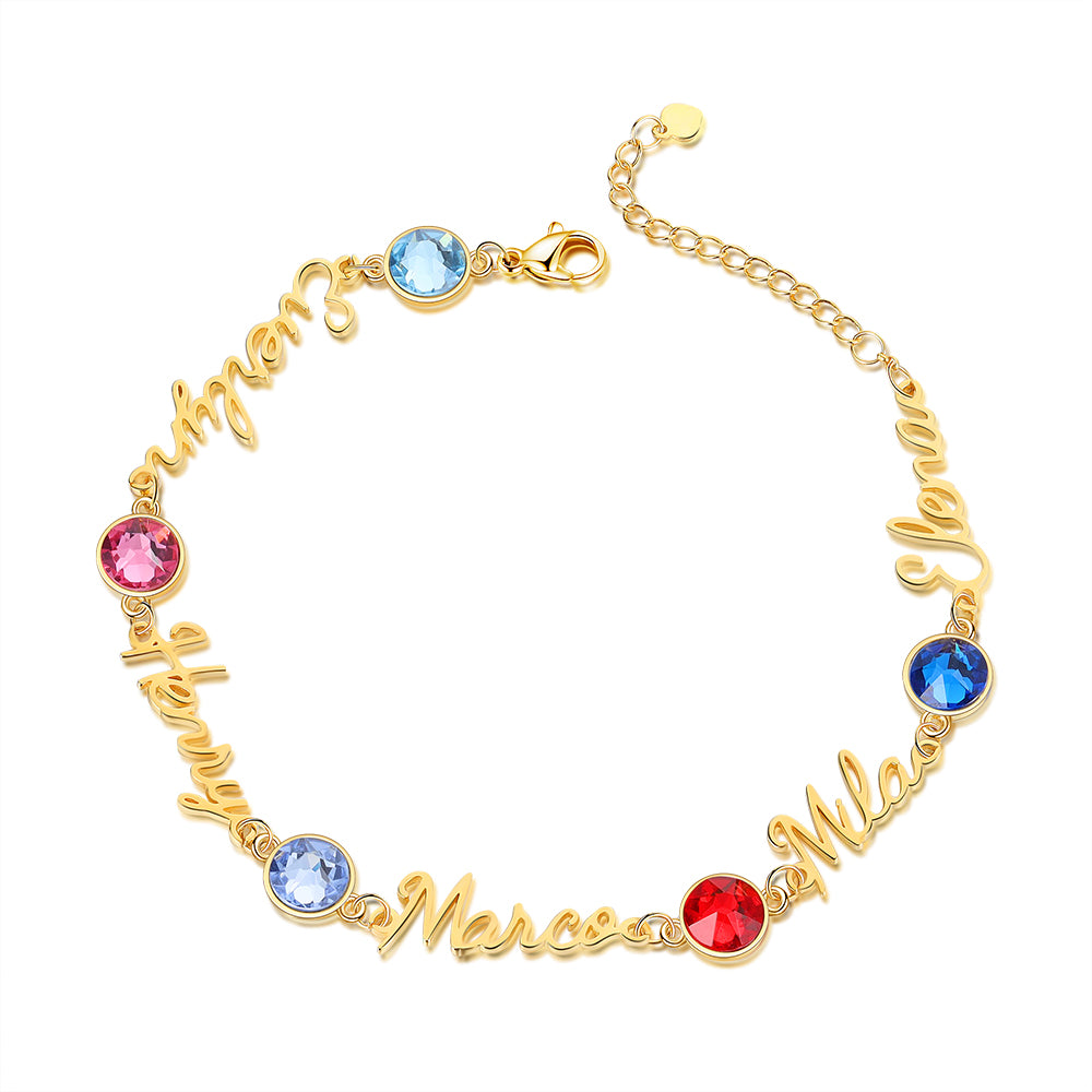 Personalized Name Bracelets Custom Birthstones Gift For Her