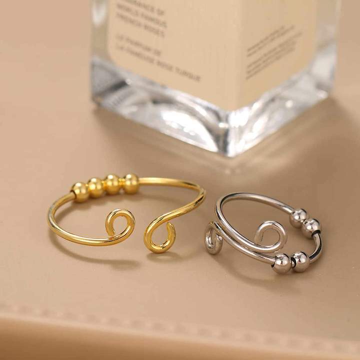 4 Bead Anxiety Adjustable Ring Prevent Nail Biting Ring MelodyNecklace