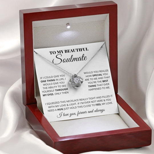 To My Beautiful Soulmate Love Knot Necklace Gift Set
