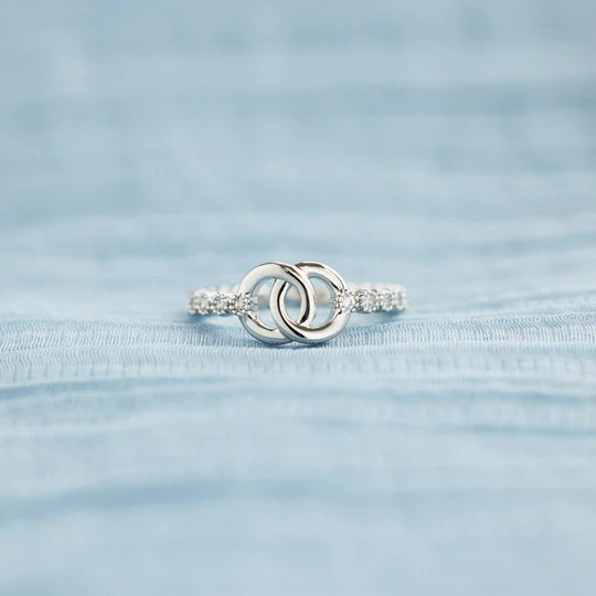 Mother & Daughter S925 Forever Linked Dainty Interlocking Ring Set Gifts For Her