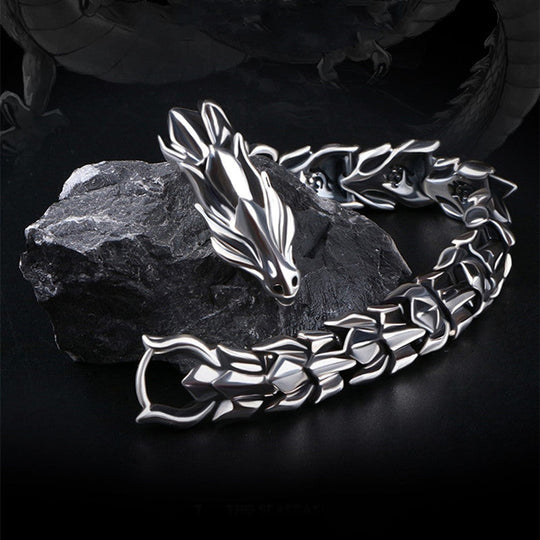 Mens Silver Dragon Bracelet