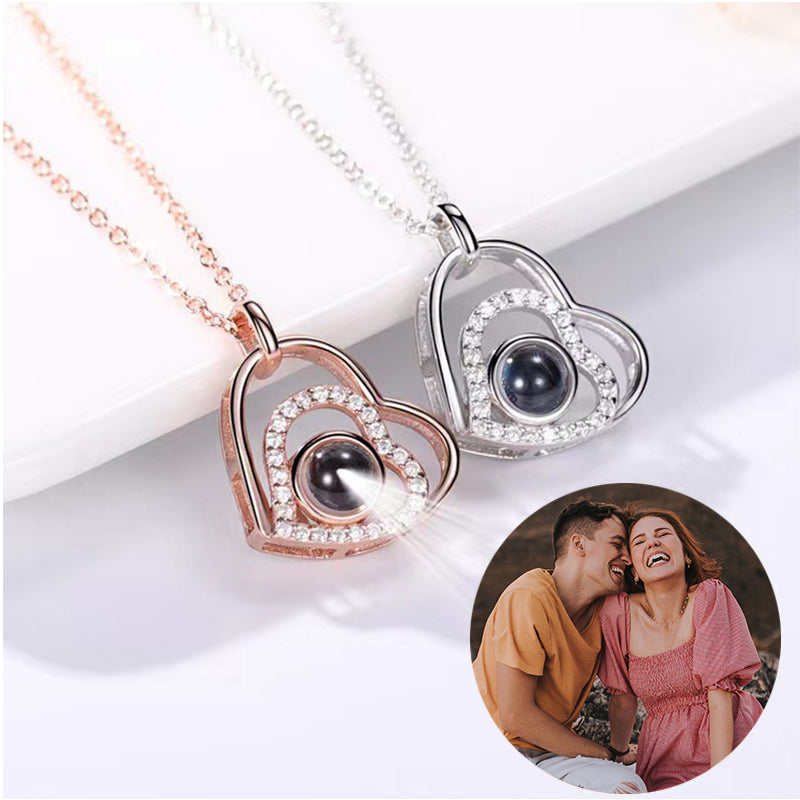 Heart Photo Necklace Personalized Projection Necklace Creative Gift for Her