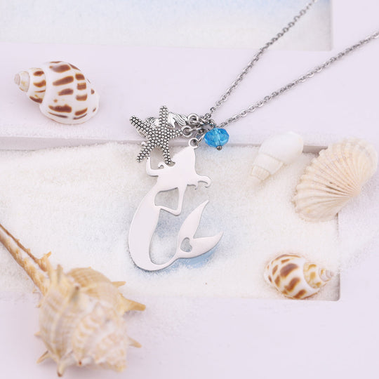 Ocean Starfish Mermaid Pendant Necklace
