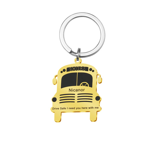 Personalized School Bus Keychain