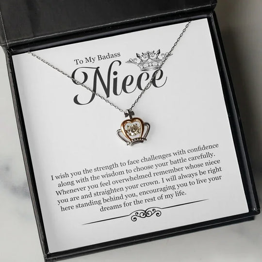 To My Niece Crown Necklace Straighten Your Crown Necklace Gift Set
