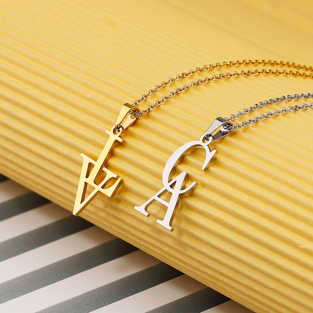 Valentines day gifts Two Letters Necklace