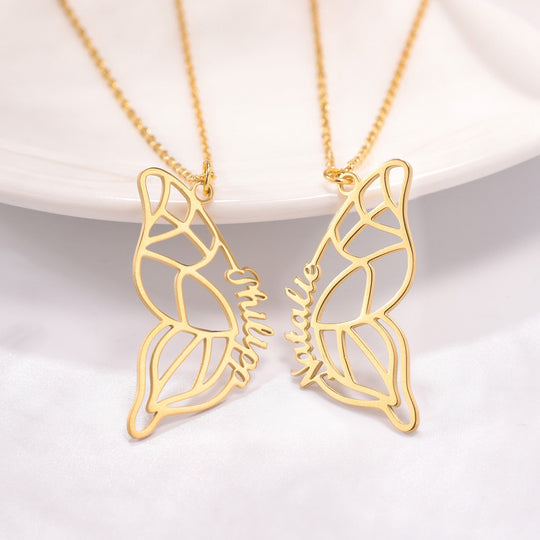 Mother and Daughter Necklace Personalized Butterfly Name Necklace Matching Necklace for Her