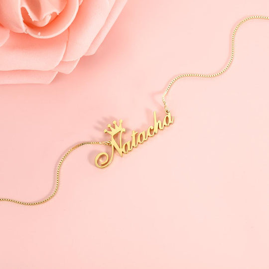 Name Necklace Personalized Crown  925 Sterling Silver Name Necklace