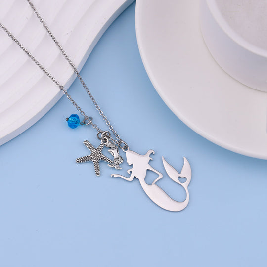 Ocean Starfish Mermaid Pendant Necklace