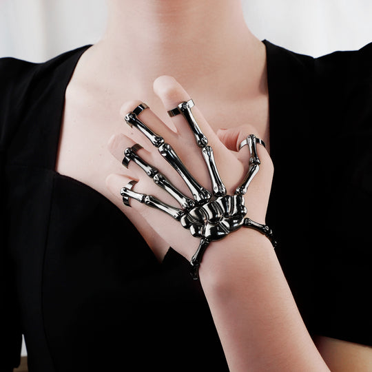 Halloween Skeleton Hand Design Mittens Bracelet