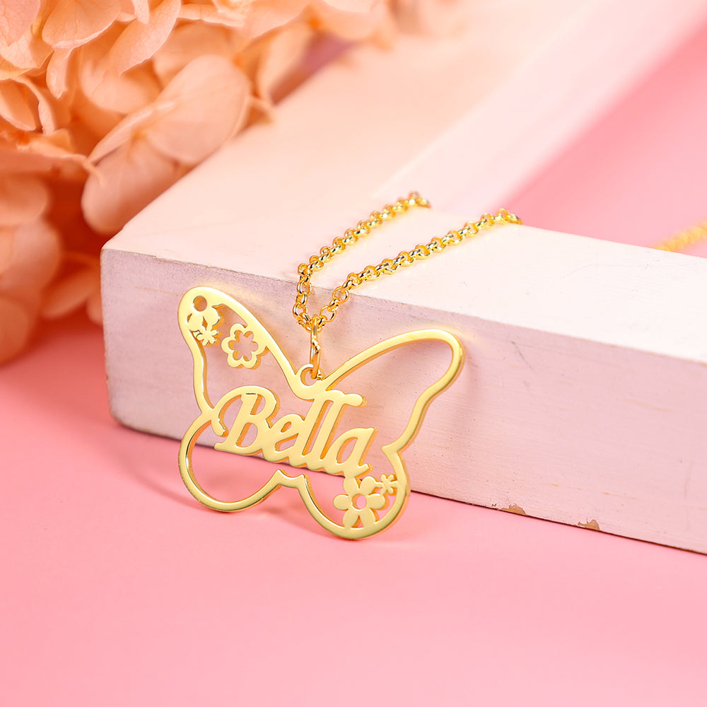Butterfly Name Necklace Personalized Name Necklaces