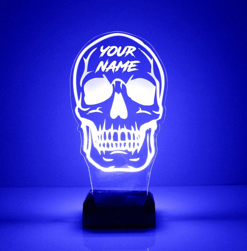 Hollowen Gift Personalized Skull Night Light Custom Name Led Lamp for Family