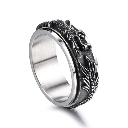 925 Sterling Silver Dragon Anxiety Fidget Ring Ring MelodyNecklace