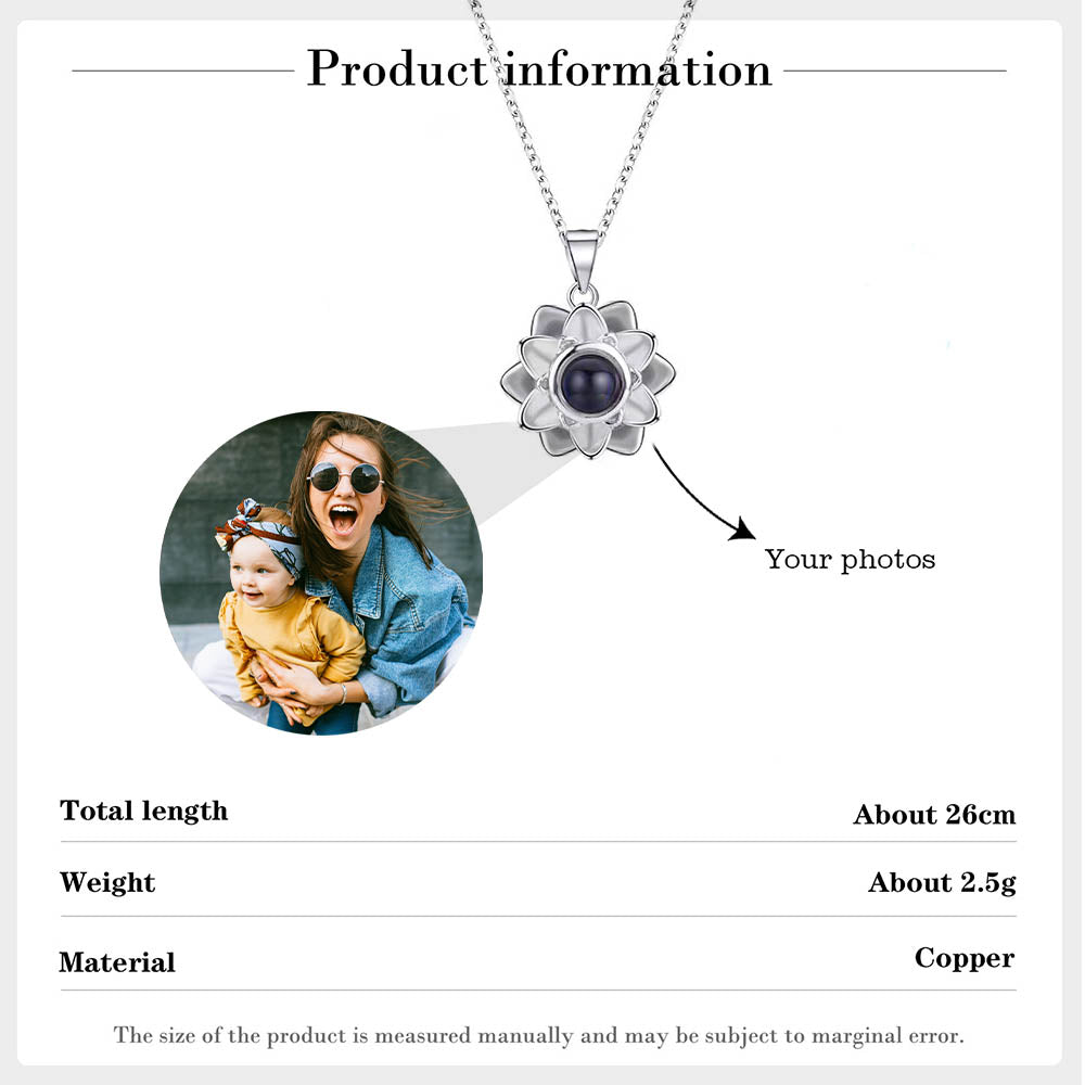 Flower Projection Necklace Personalized Photo Necklace Creative Gift
