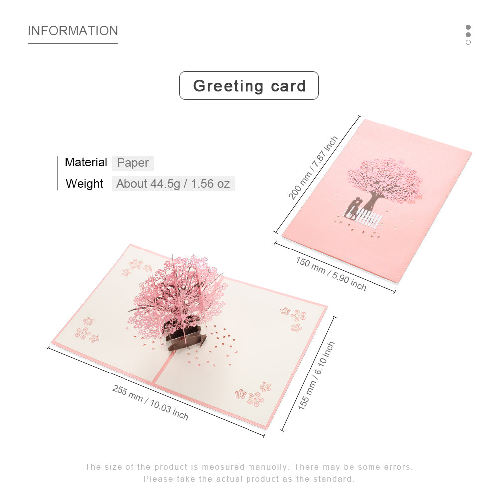 Valentine's Day 3D Pop-up Plum Blossom Greeting Cards Romantic Wedding Invitation Card for Her Him
