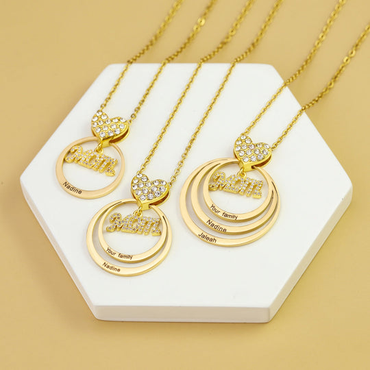 Mom's Heart Personalized Family Stacked Circles Necklace