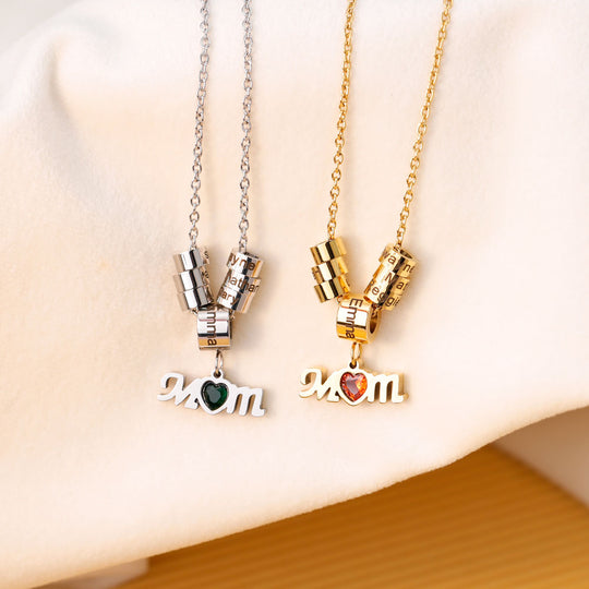 Mom Birthstone Necklace With Personalized Beads