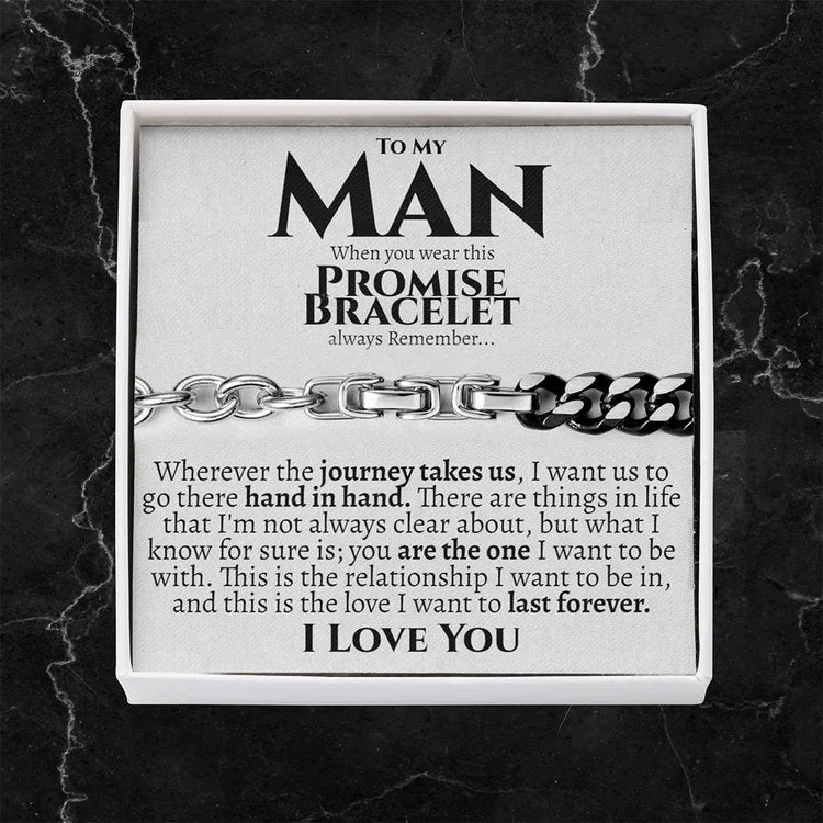 To My Man I LOVE YOU Cuban Chain Bracelet Set Stainless Steel Bracelet Romantic Gift