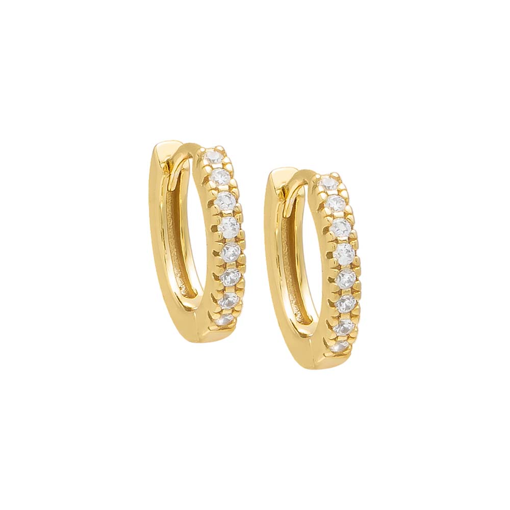 Gold / 12 MM CZ Mini Huggie Earring - Adina's Jewels