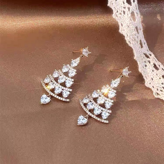 Diamond Christmas Tree Earrings