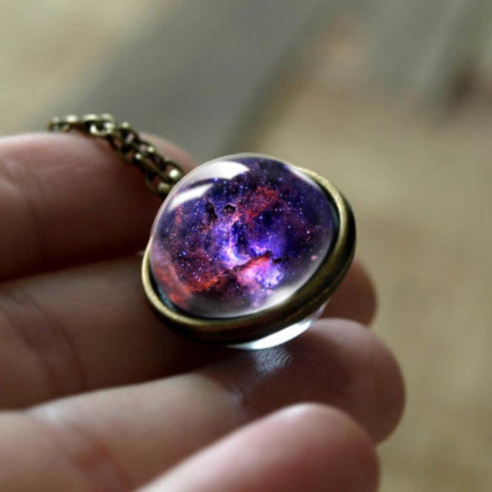 Double Sided Galaxy Glass Pendant Jewelry-Boots N Bags Heaven-Boots N Bags Heaven